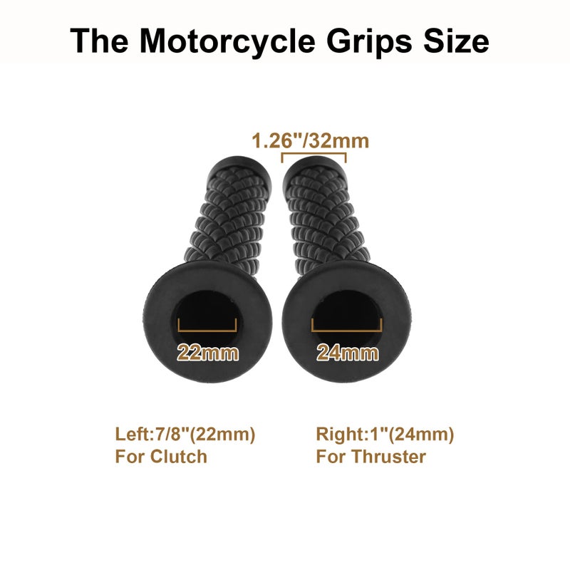 Coxotom Universal Motorcycle Handles Grips - Non Slip Rubber Motorcycle Grips for Harley Honda Yamaha Suzuki Kawasaki Dirt Bike (Black) - Image 3